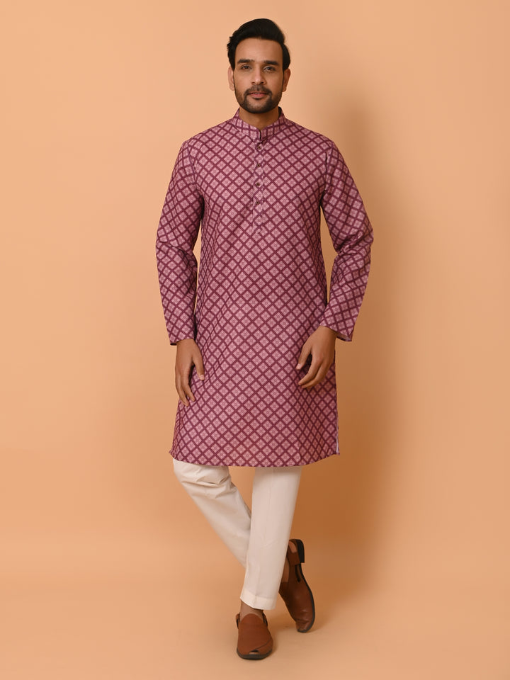 Checked Pink Kurta Set - KM37737-127