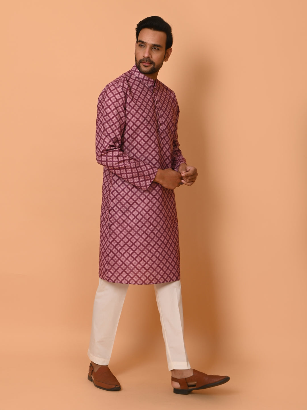 Checked Pink Kurta Set - KM37737-127