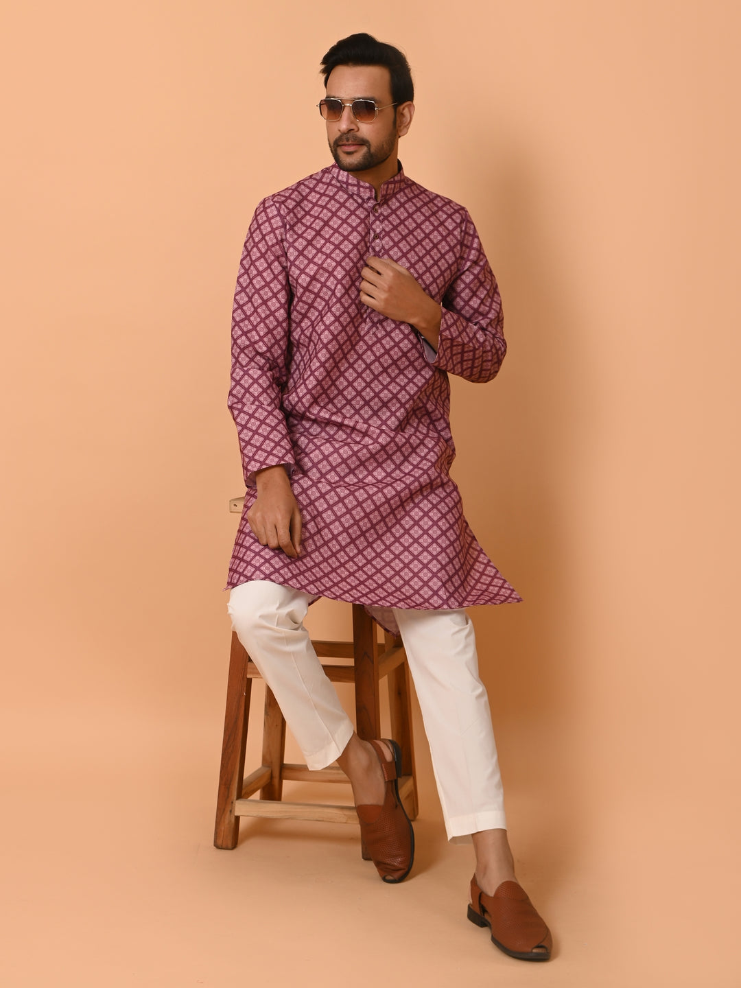 Checked Pink Kurta Set - KM37737-127