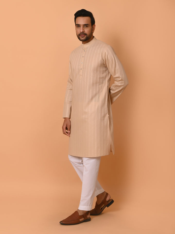 Striped Beige Kurta Set - KM37781-4