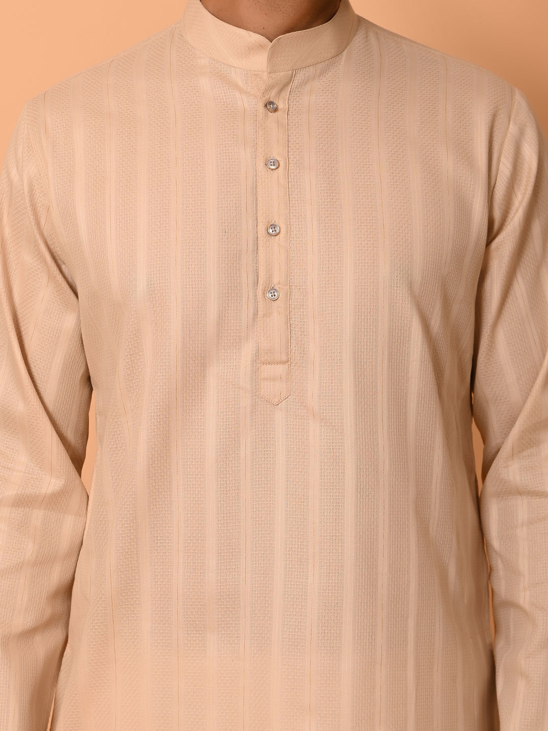 Striped Beige Kurta Set - KM37781-4