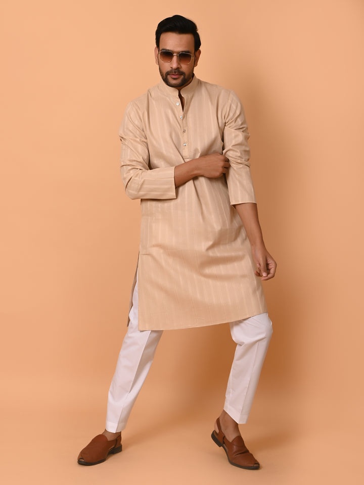 Striped Beige Kurta Set - KM37781-4