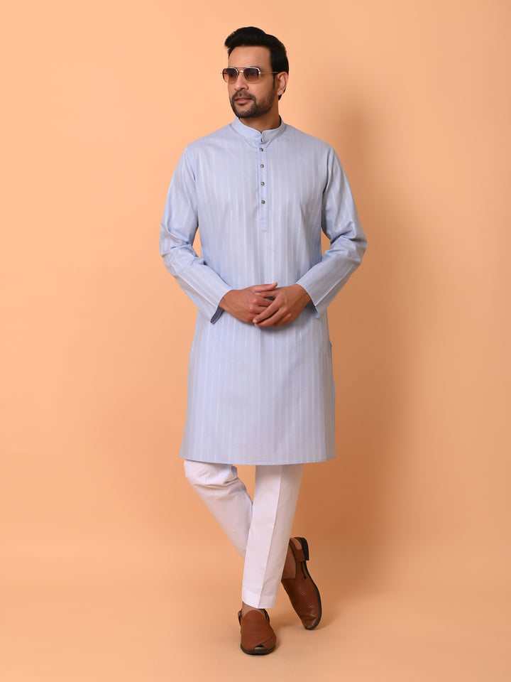 Striped Blue Kurta Set - KM37781-1