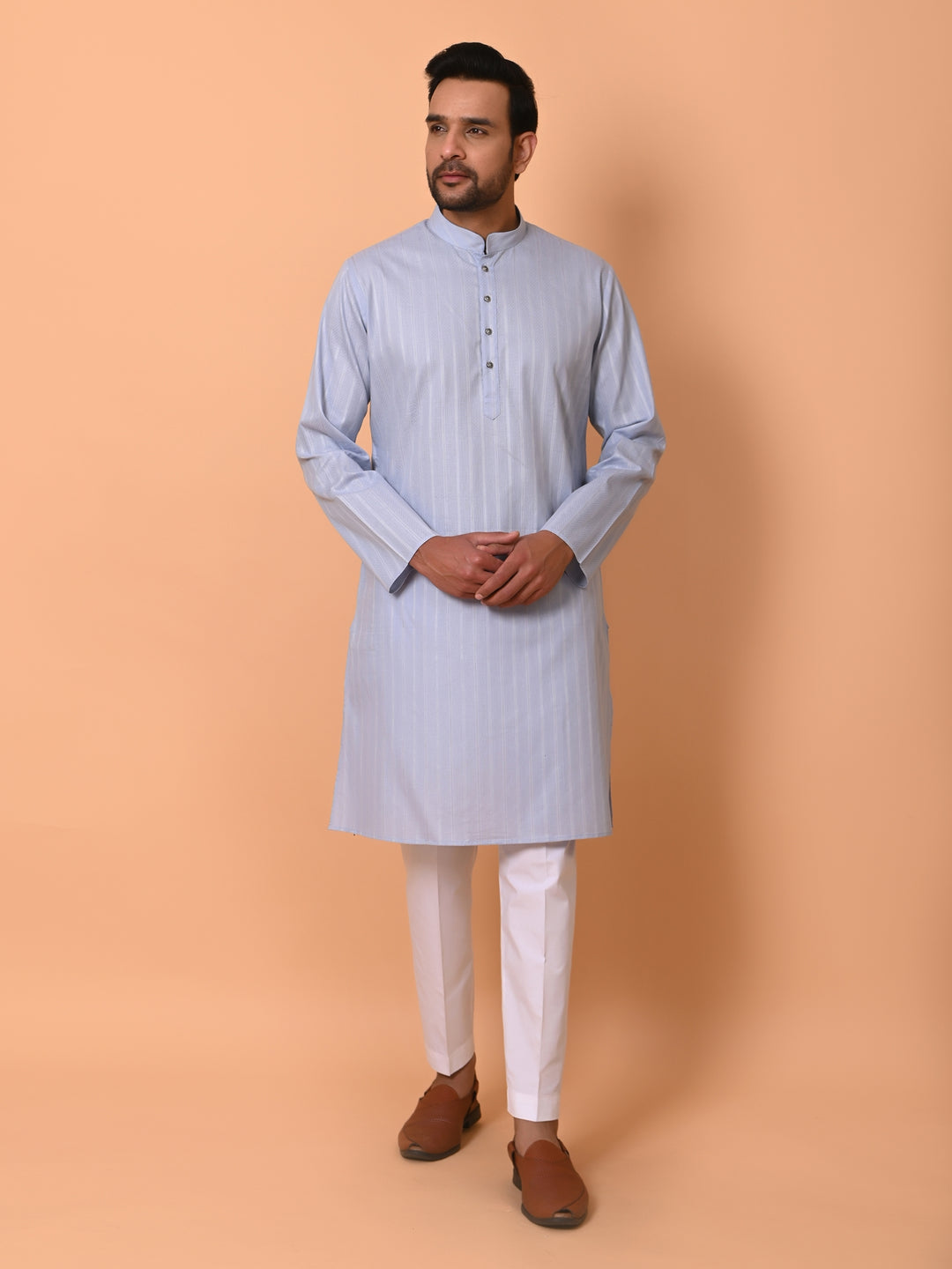 Striped Blue Kurta Set - KM37781-1