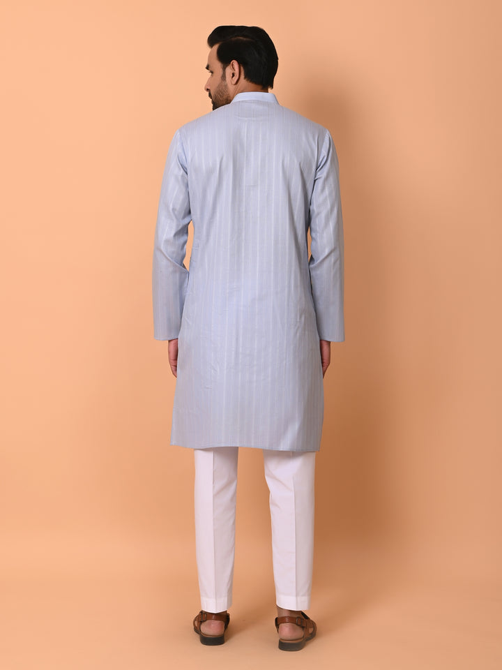 Striped Blue Kurta Set - KM37781-1