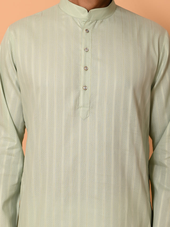 Striped Green Kurta Set - KM37781-3