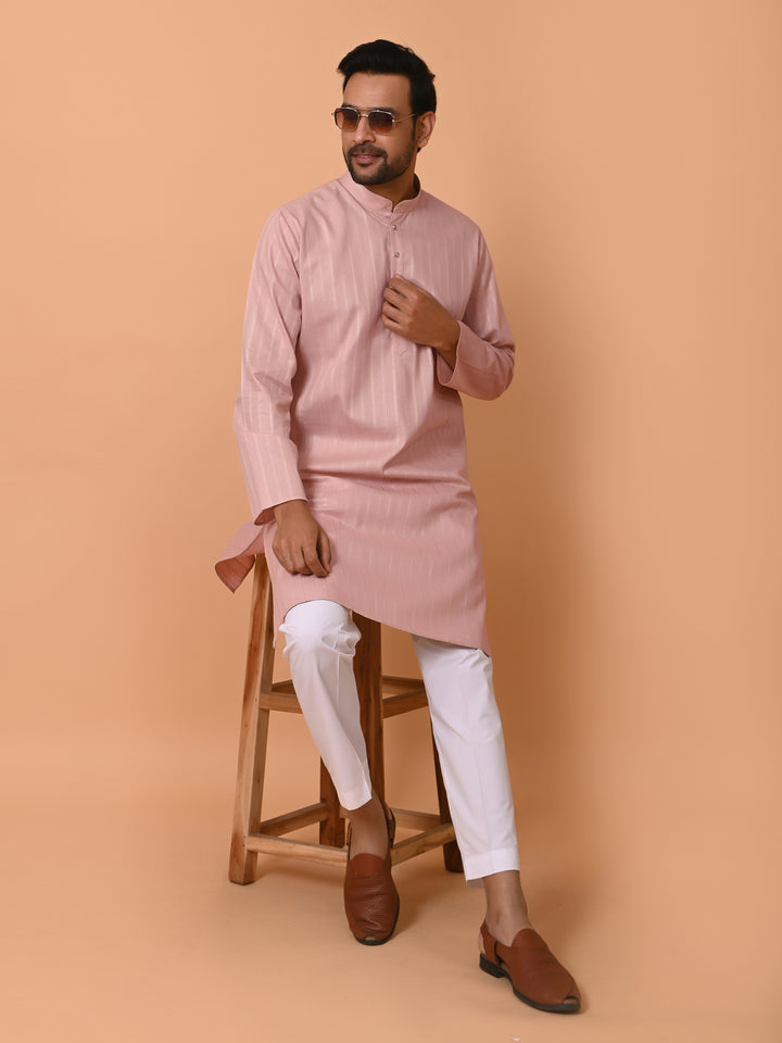 Striped Peach Kurta Set - KM37781-5