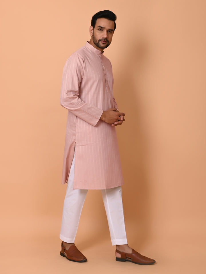 Striped Peach Kurta Set - KM37781-5