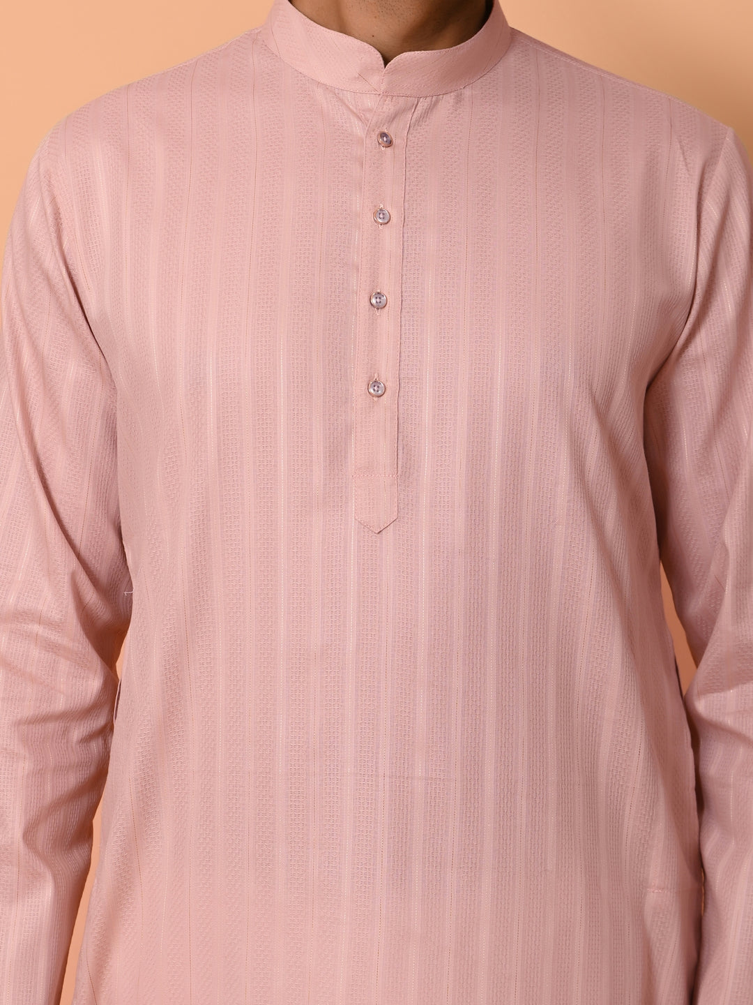 Striped Peach Kurta Set - KM37781-5