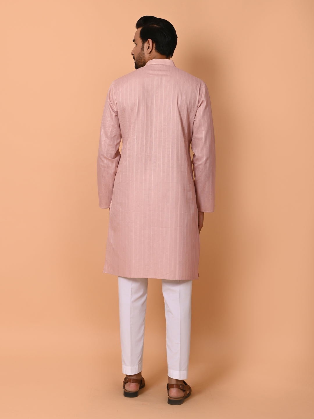 Striped Peach Kurta Set - KM37781-5