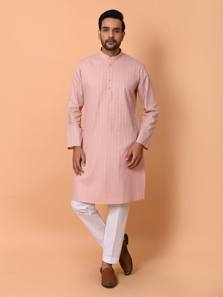 Striped Peach Kurta Set - KM37781-5