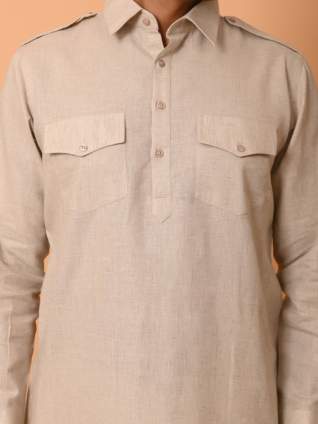 Solid Khaki Pathani Set - PT29141-3