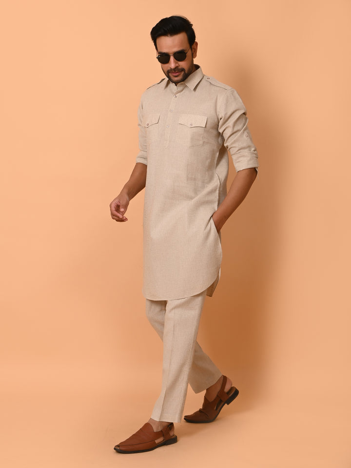 Solid Khaki Pathani Set - PT29141-3