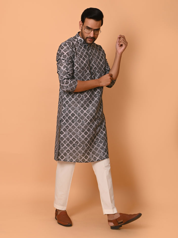 Checked Brown Kurta Set - KM37707-54