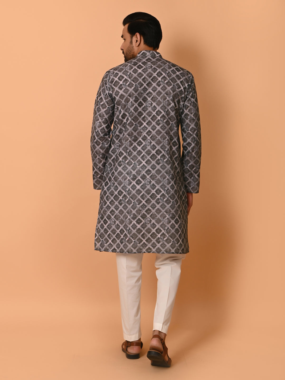 Checked Brown Kurta Set - KM37707-54