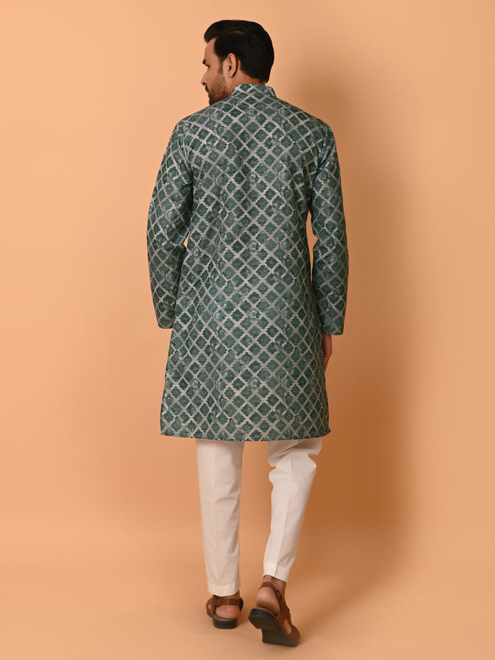 Checked Green Kurta Set - KM37707-55