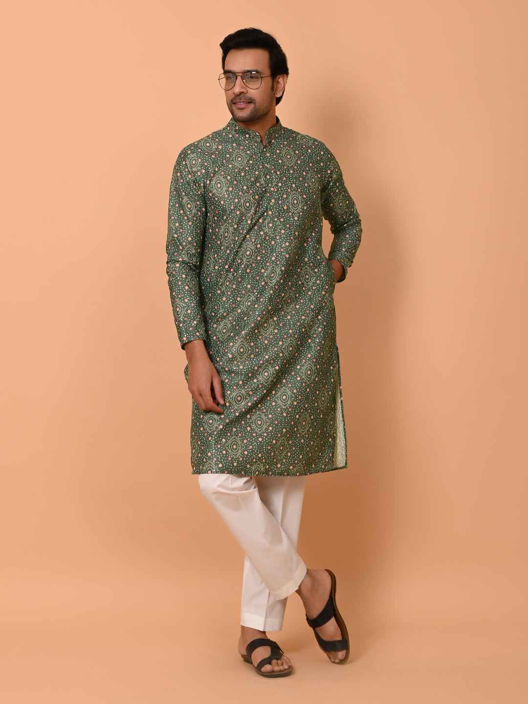 Bandhani Green Kurta Set - KM36491-706E