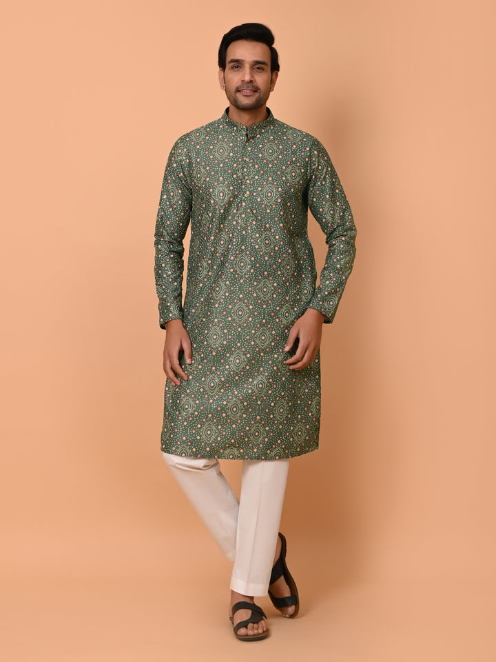 Bandhani Green Kurta Set - KM36491-706E