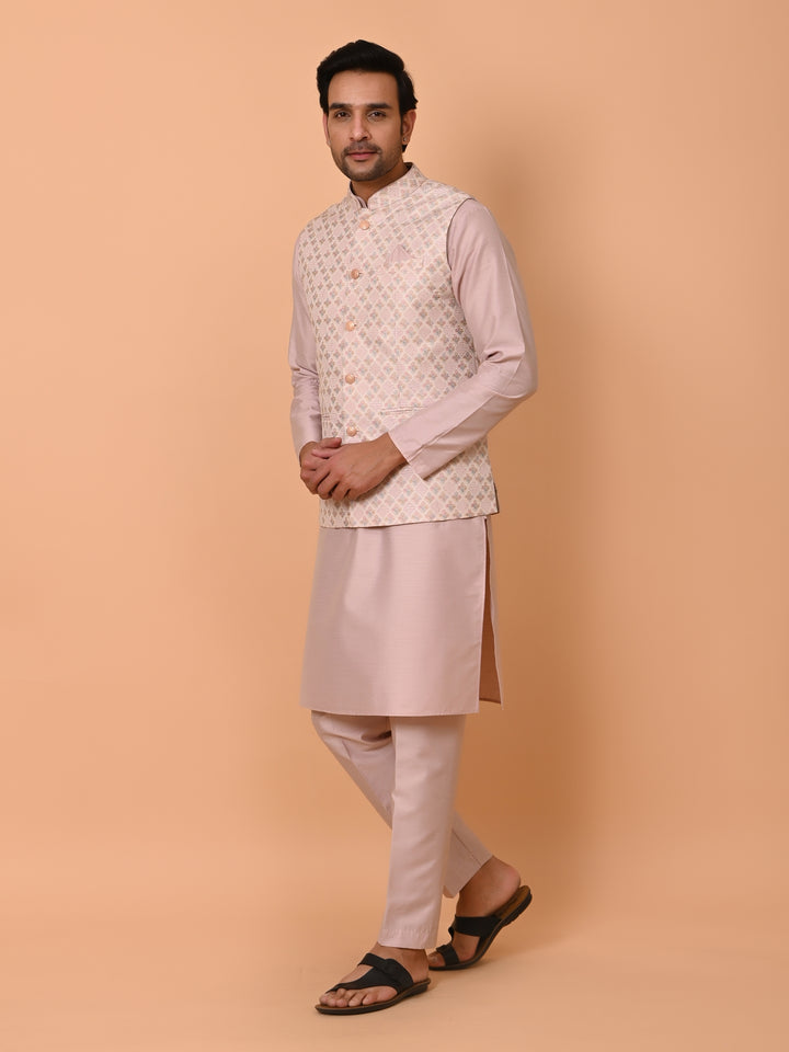 Floral Pink Jacket Kurta Set - JM36726-60C