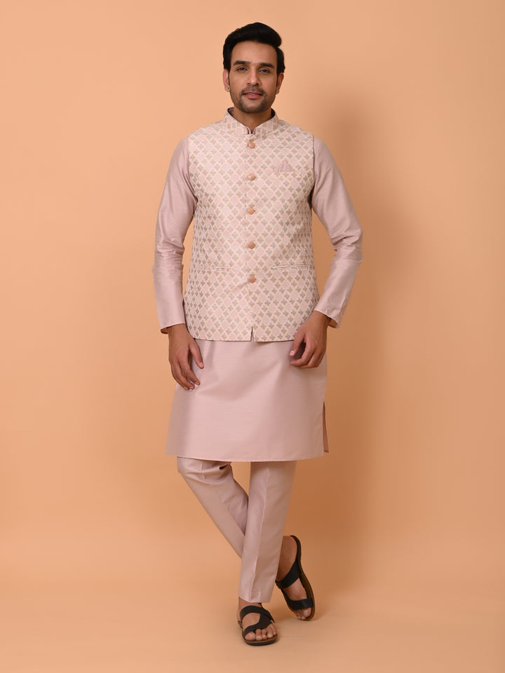 Floral Pink Jacket Kurta Set - JM36726-60C