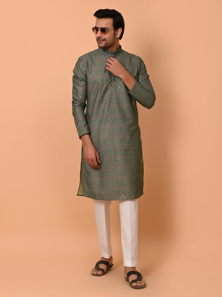 Sequence Green Kurta Set - KM36449-749D