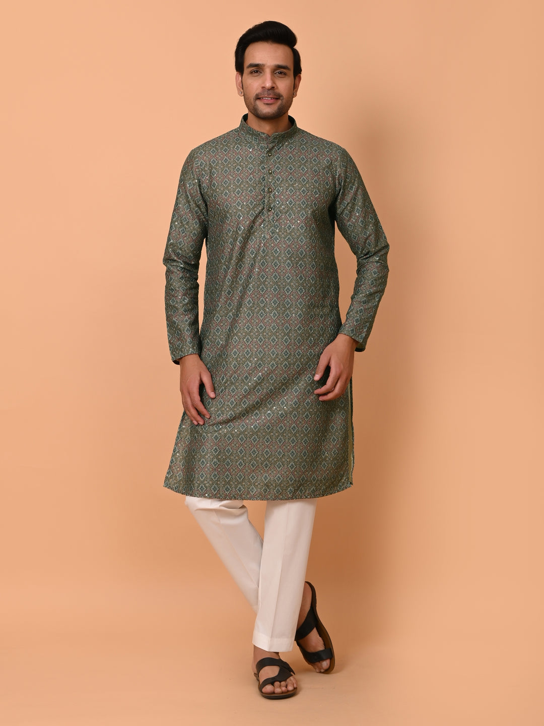 Sequence Green Kurta Set - KM36449-749D