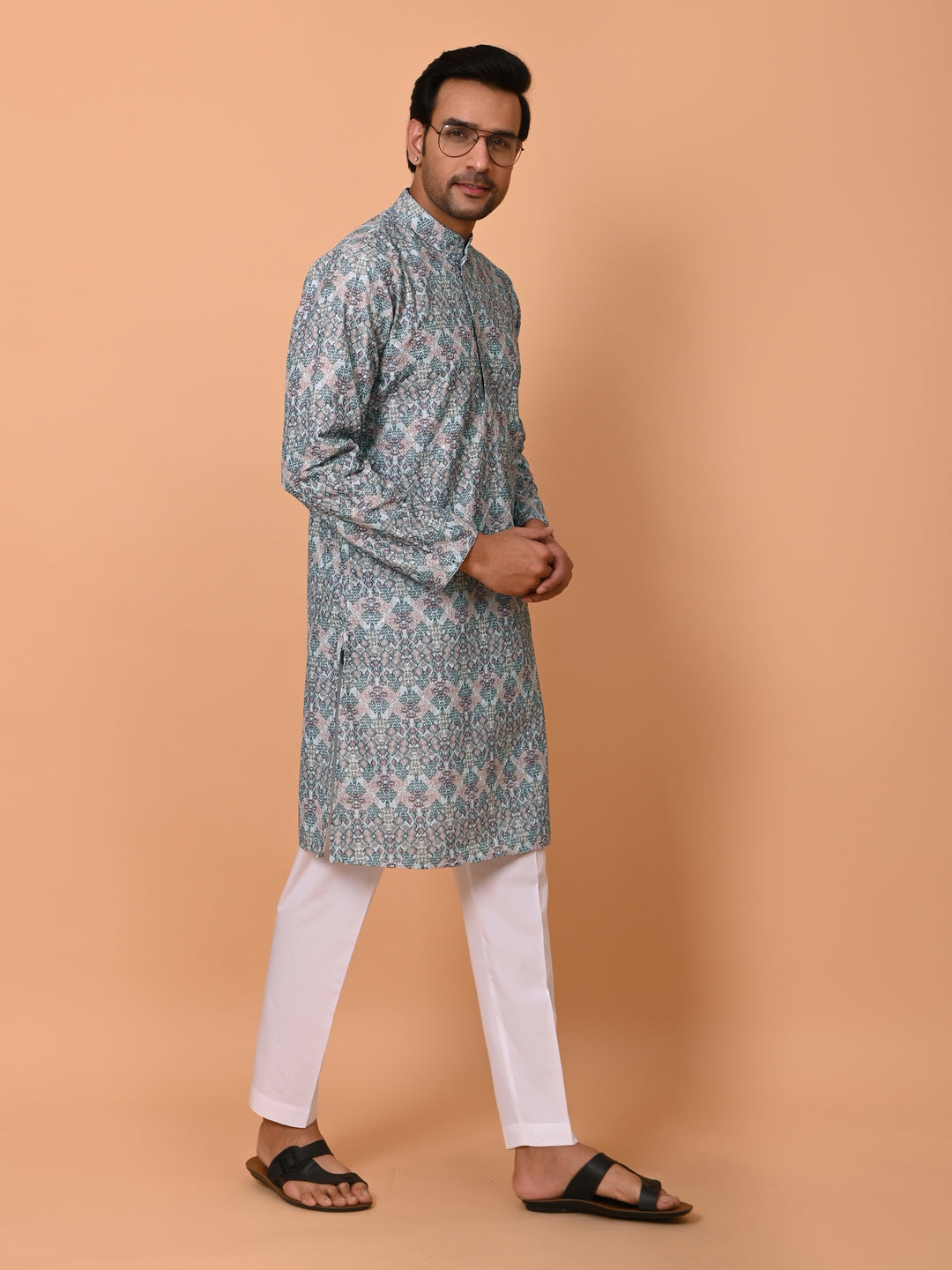 Chikan Blue Kurta Set - KM37862-23C