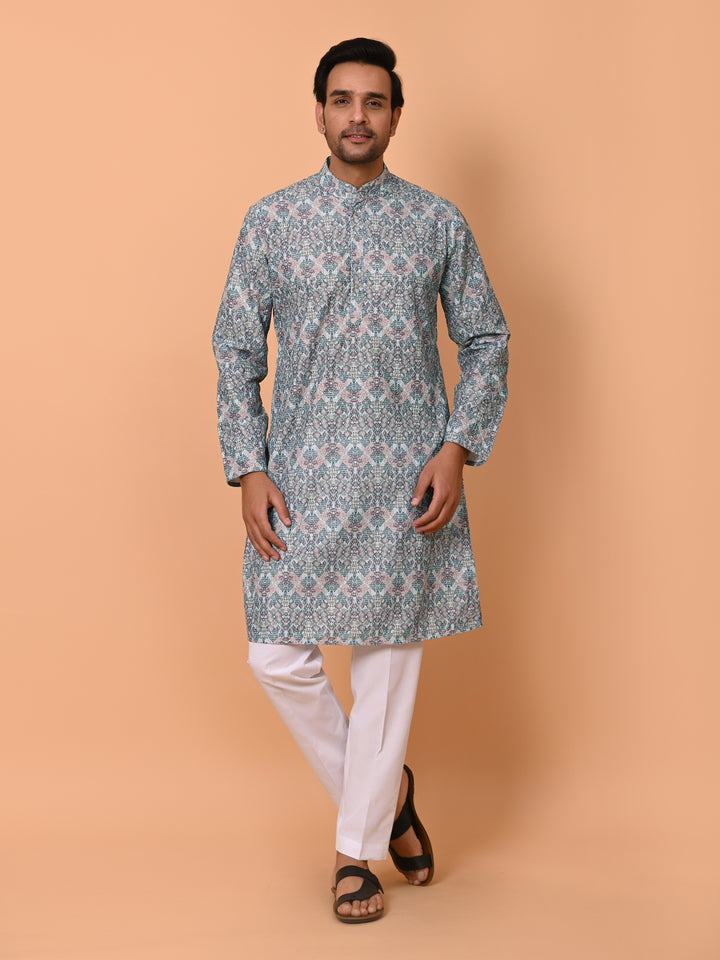 Chikan Blue Kurta Set - KM37862-23C