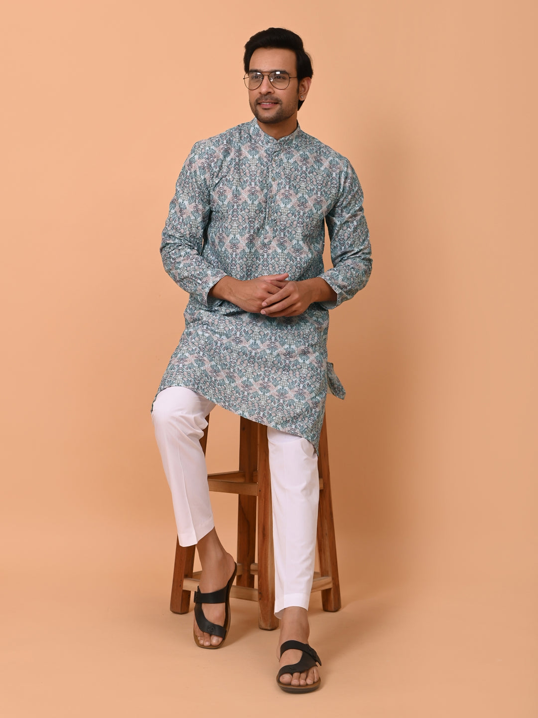 Chikan Blue Kurta Set - KM37862-23C