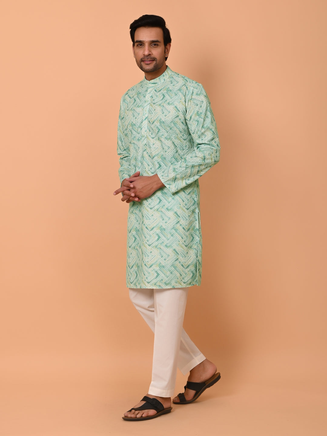 Chikan Green Kurta Set - KM37863-54A