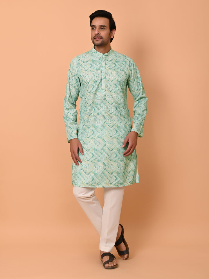 Chikan Green Kurta Set - KM37863-54A