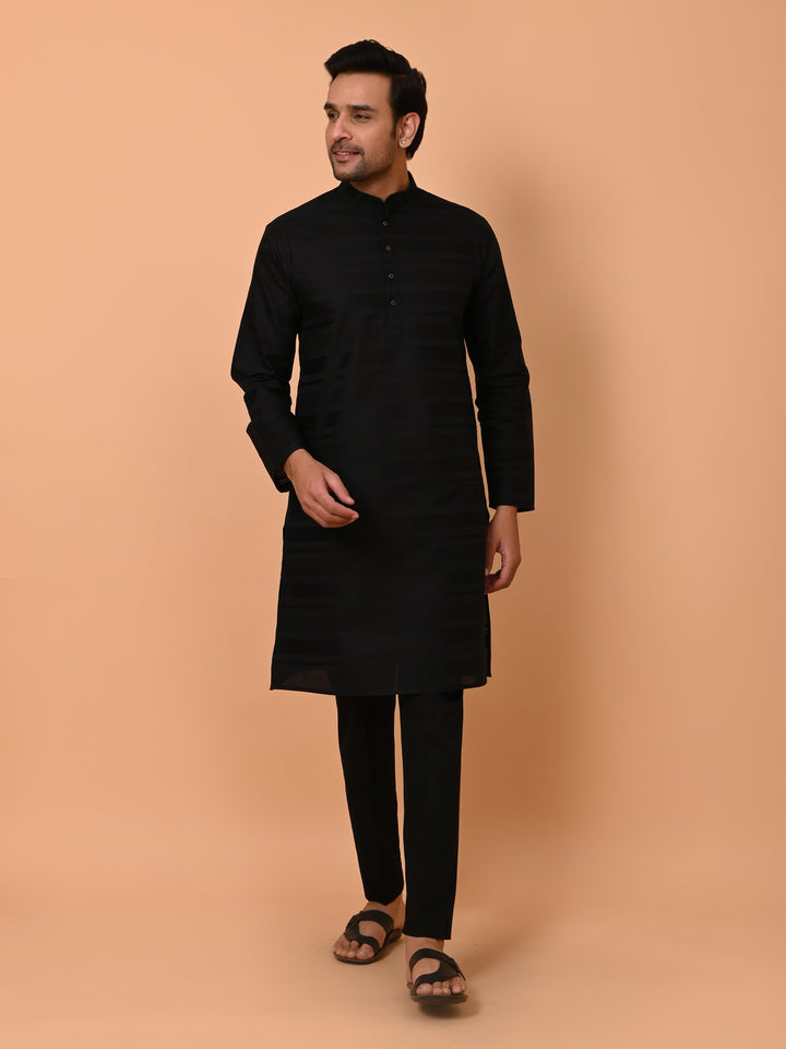 Striped Black Kurta Set - KM38033-13