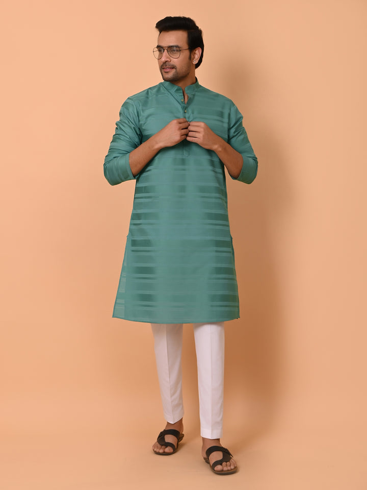 Striped Sea Green Kurta Set - KM38033-5