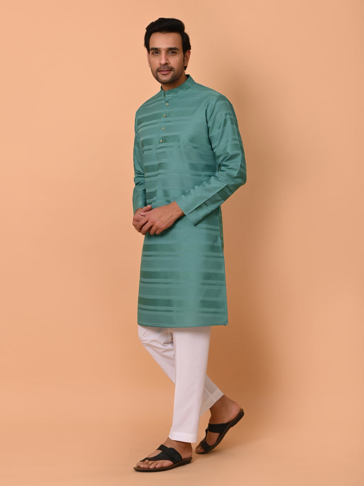 Striped Sea Green Kurta Set - KM38033-5