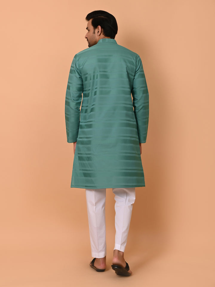 Striped Sea Green Kurta Set - KM38033-5