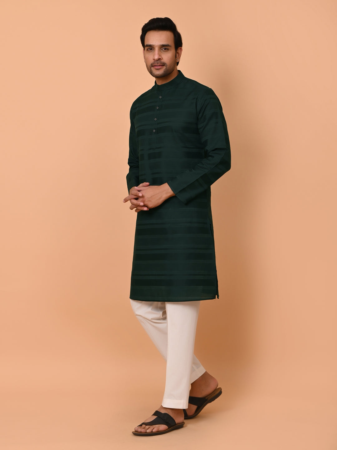 Striped Green Kurta Set - KM38033-12