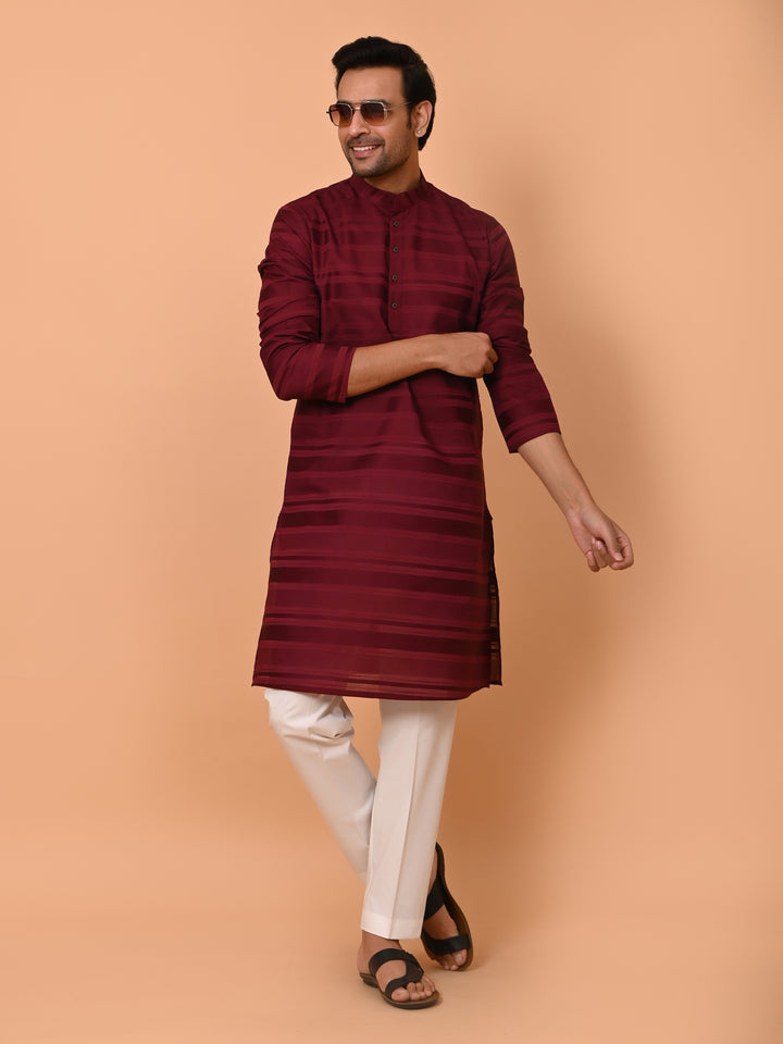 Striped Maroon Kurta Set - KM38033-11