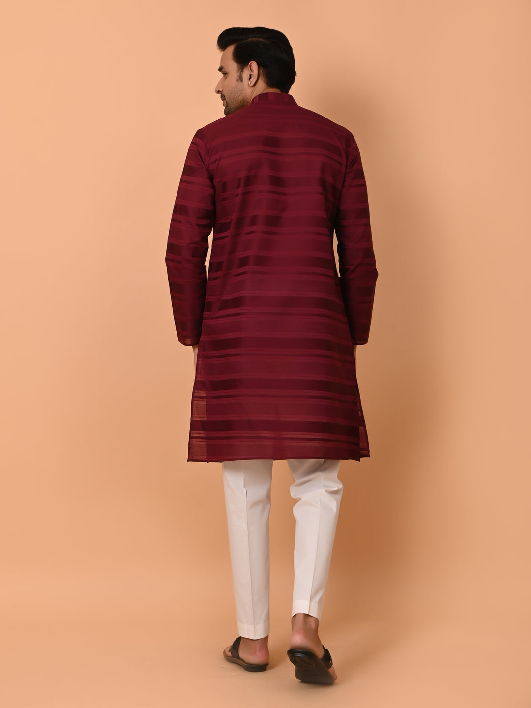Striped Maroon Kurta Set - KM38033-11