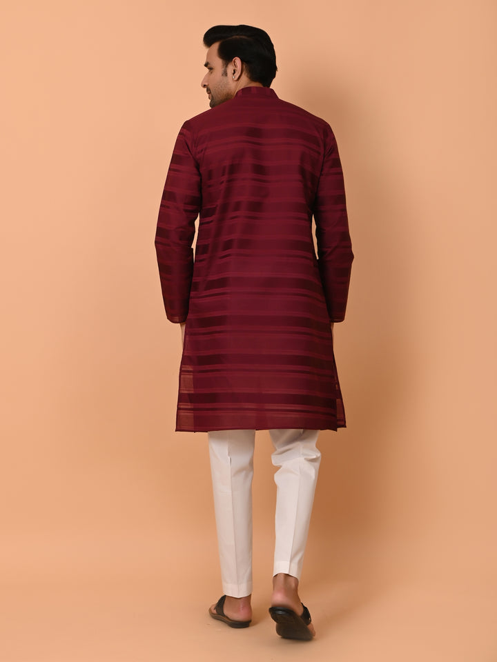 Striped Maroon Kurta Set - KM38033-11