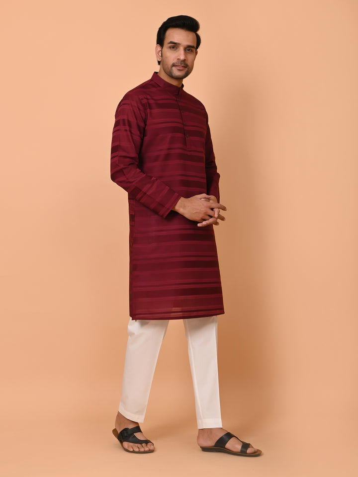 Striped Maroon Kurta Set - KM38033-11