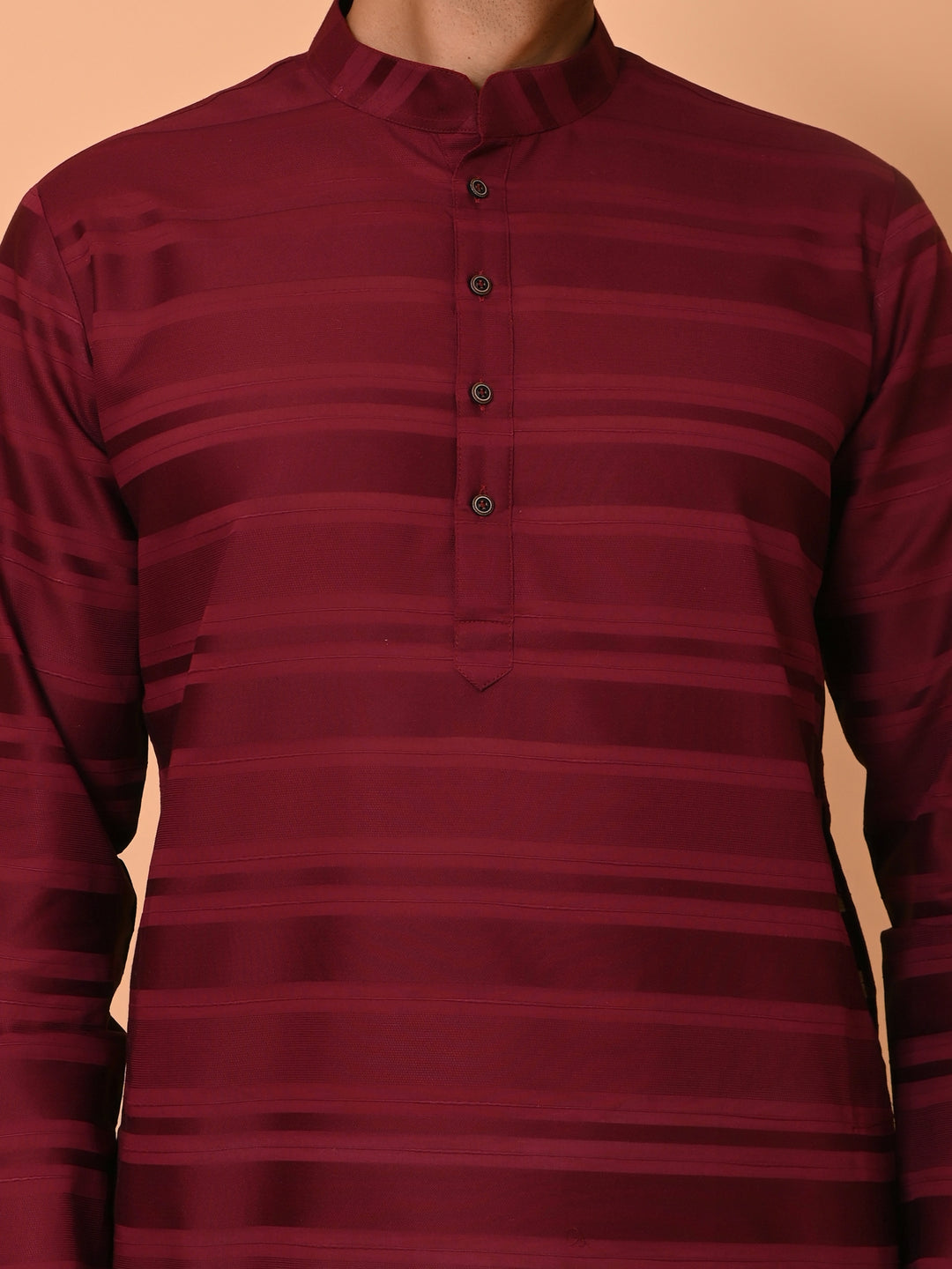 Striped Maroon Kurta Set - KM38033-11
