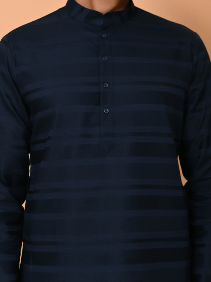 Striped Navy Blue Kurta Set - KM38033-10