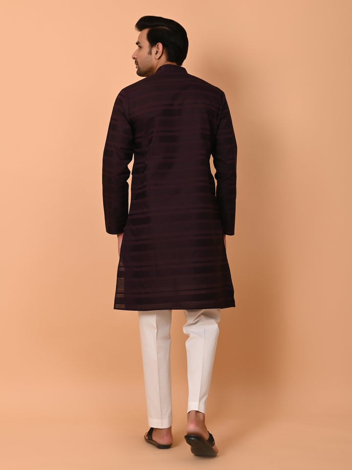 Striped Wine Kurta Set - KM38033-9