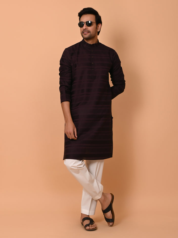 Striped Wine Kurta Set - KM38033-9