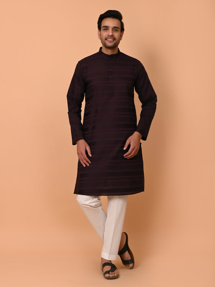 Striped Wine Kurta Set - KM38033-9