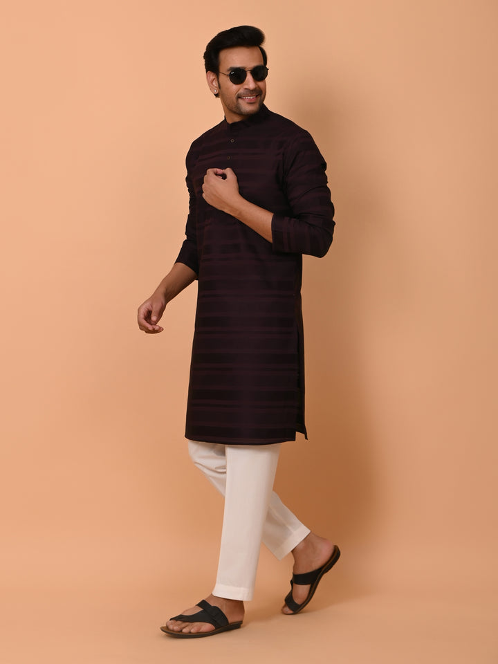 Striped Wine Kurta Set - KM38033-9