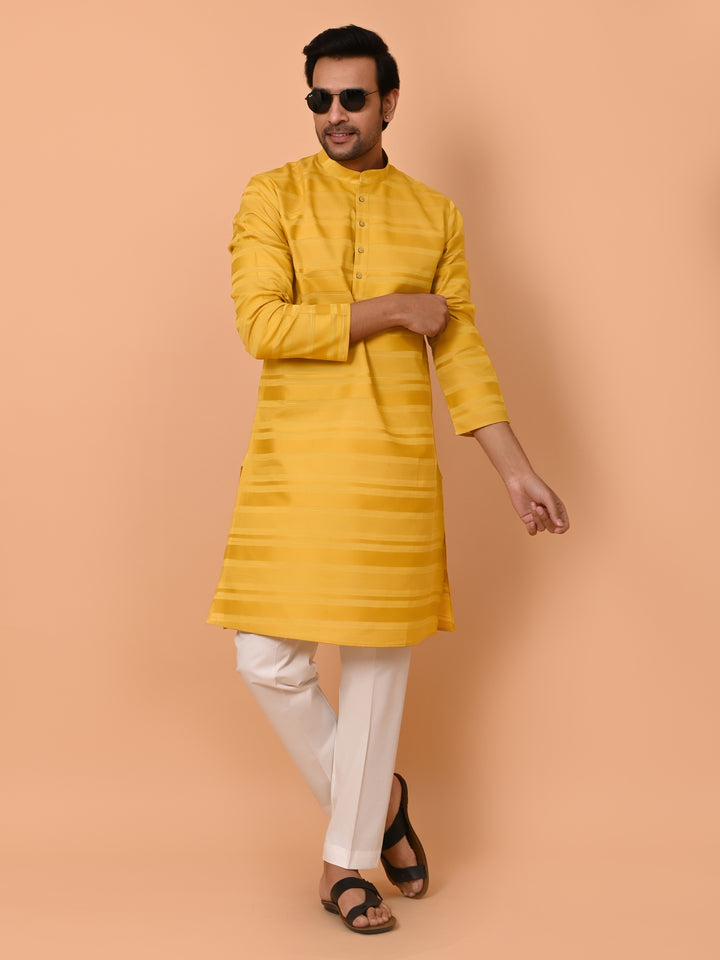 Striped Mustard Kurta Set - KM38033-7
