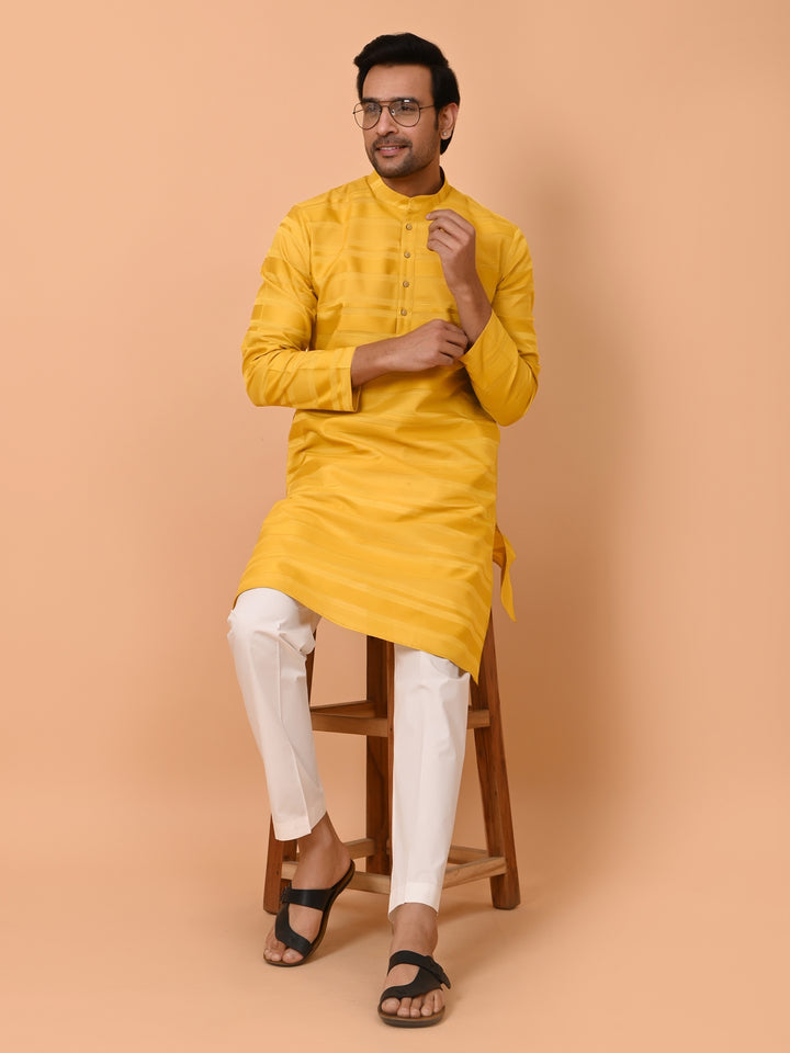 Striped Mustard Kurta Set - KM38033-7