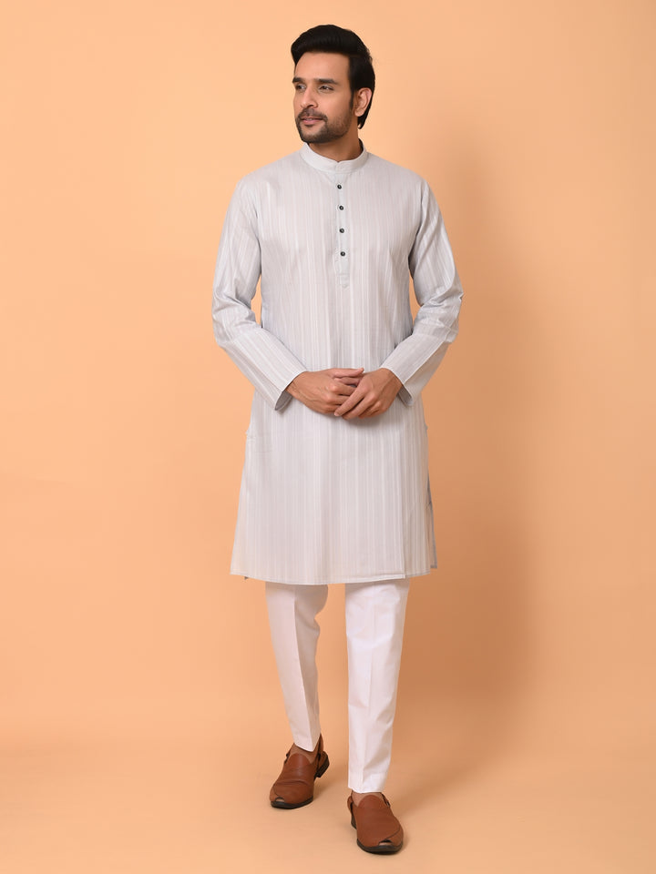 Striped Grey Kurta Set - KM37231-4