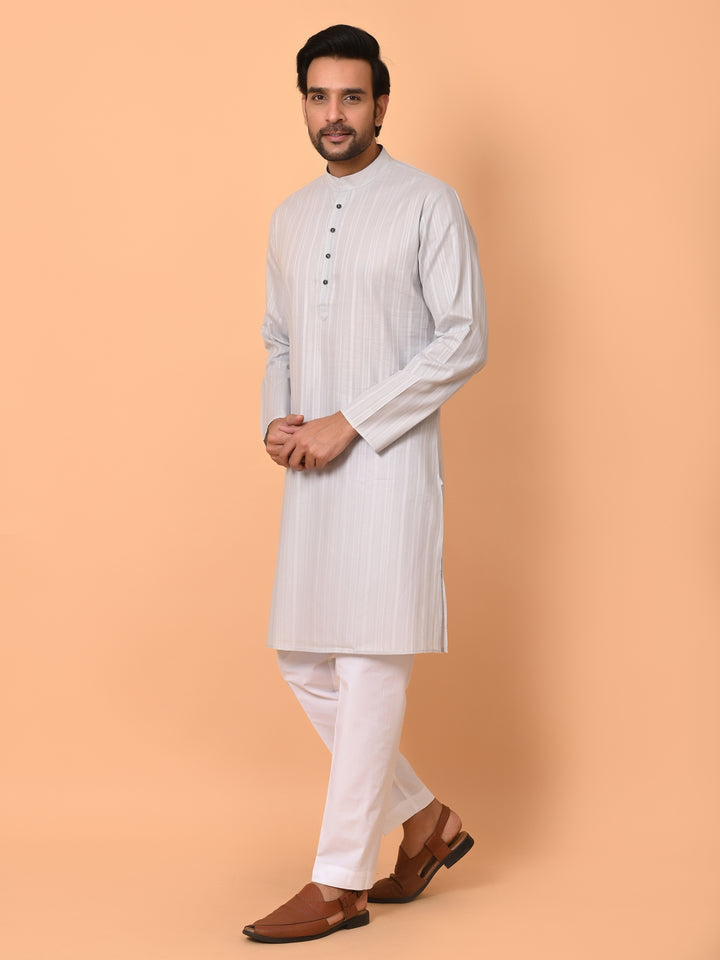 Striped Grey Kurta Set - KM37231-4